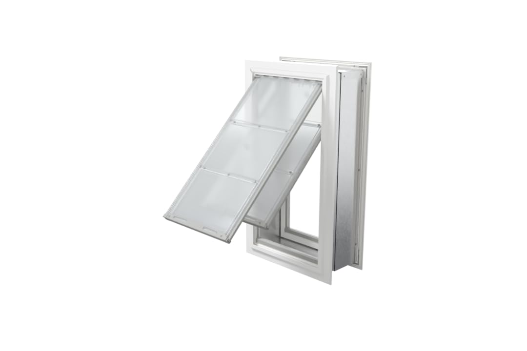 Endura Flap Pet Door for Walls in White | Single Flap & Double Flap | Extra Insulated & Cold Weather Dog Door | Aluminum Frame, Telescoping Tunnel, & Locking Cover | Small, Medium, Large, Extra Large