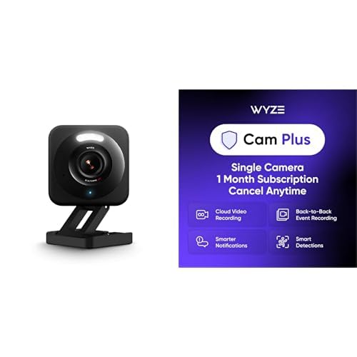 Wyze Cam v4, 2K HD Wi-Fi Smart Home Security Camera, Indoor/Outdoor Use, Pet/Baby Monitor, Motion Activated Spotlight/Siren, Enhanced Color Night Vision, 2-Way Audio, Local/Cloud Storage, Wired