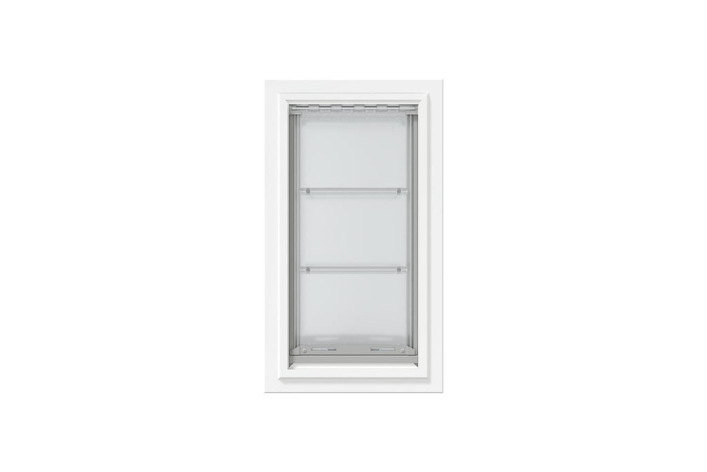 Endura Flap Pet Door for Walls in White | Single Flap & Double Flap | Extra Insulated & Cold Weather Dog Door | Aluminum Frame, Telescoping Tunnel, & Locking Cover | Small, Medium, Large, Extra Large