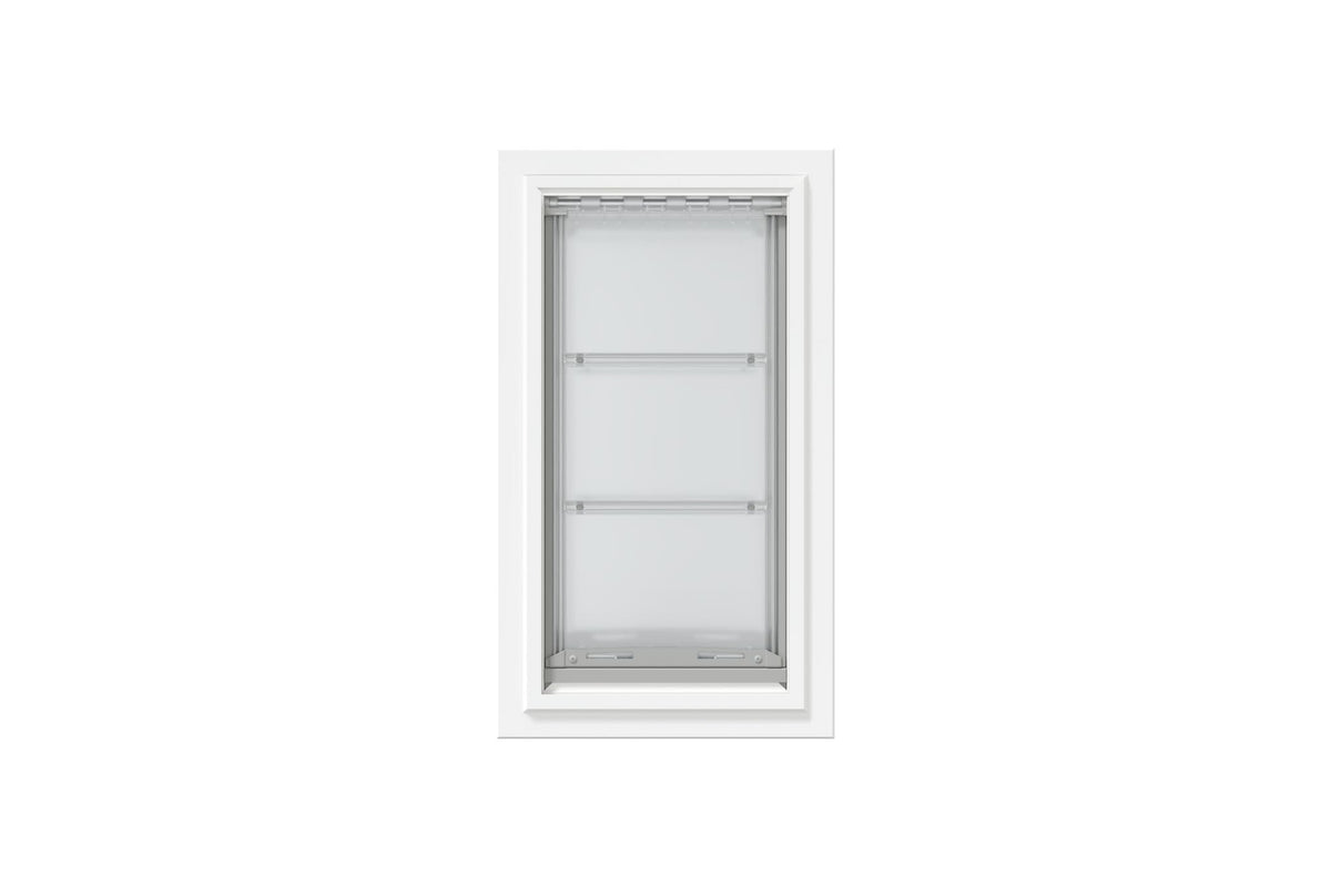 Endura Flap Pet Door for Walls in White | Single Flap & Double Flap | Extra Insulated & Cold Weather Dog Door | Aluminum Frame, Telescoping Tunnel, & Locking Cover | Small, Medium, Large, Extra Large
