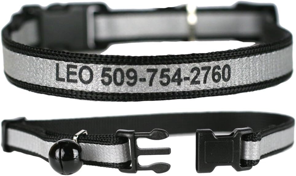GoTags Personalized Reflective Engraved Cat Collar