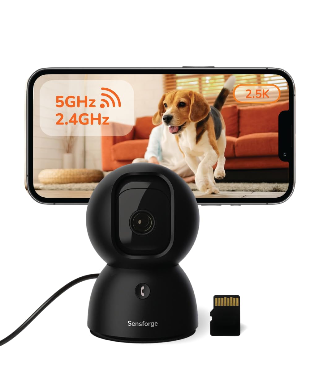 SensForge 2.5K 360° Wi-Fi Pet Camera with AI Detection