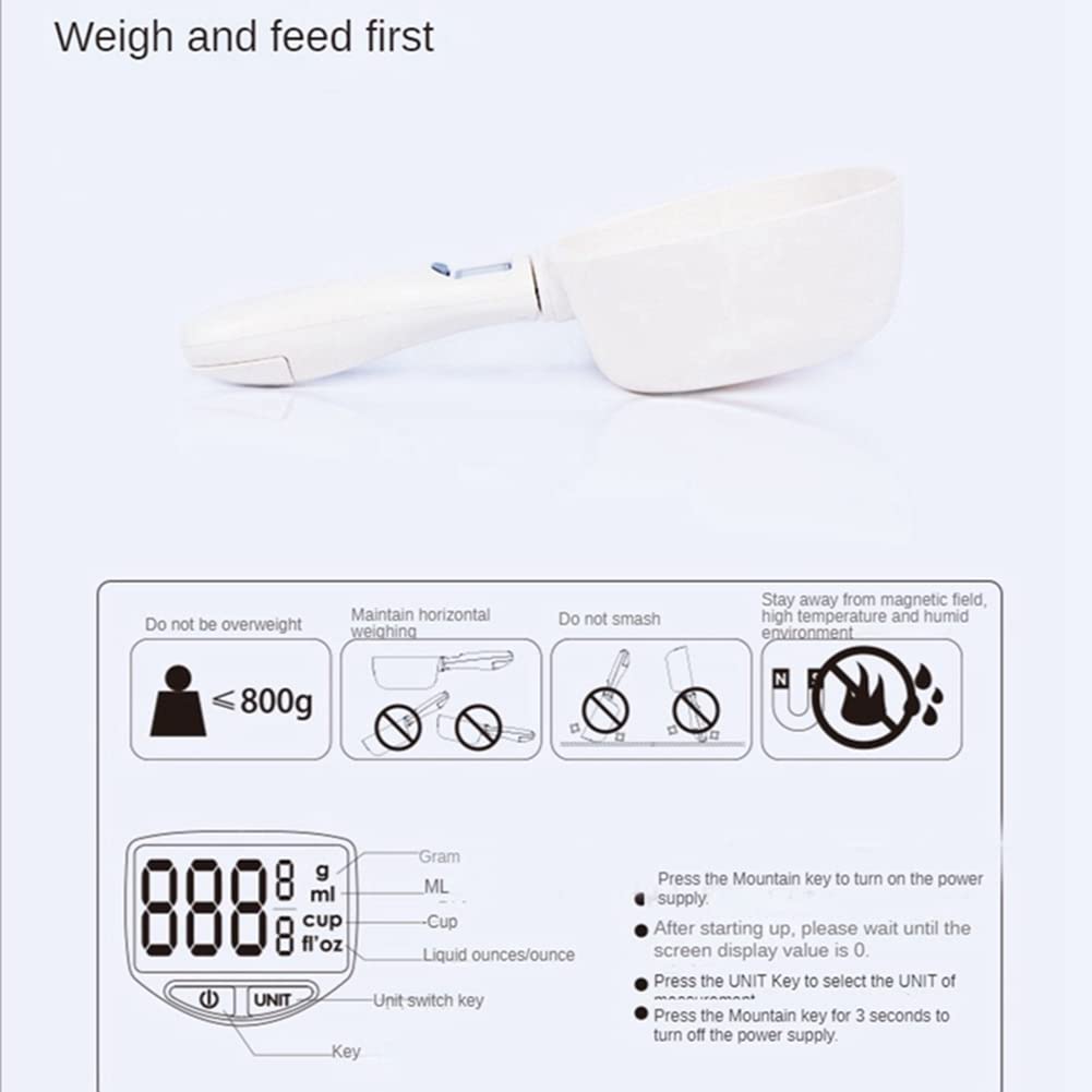 Yaregelun Pet Electronic Measuring Tool Dog Feeding Bowl Measuring Spoon Kitchen Scale Digital Display Weighing Spoon