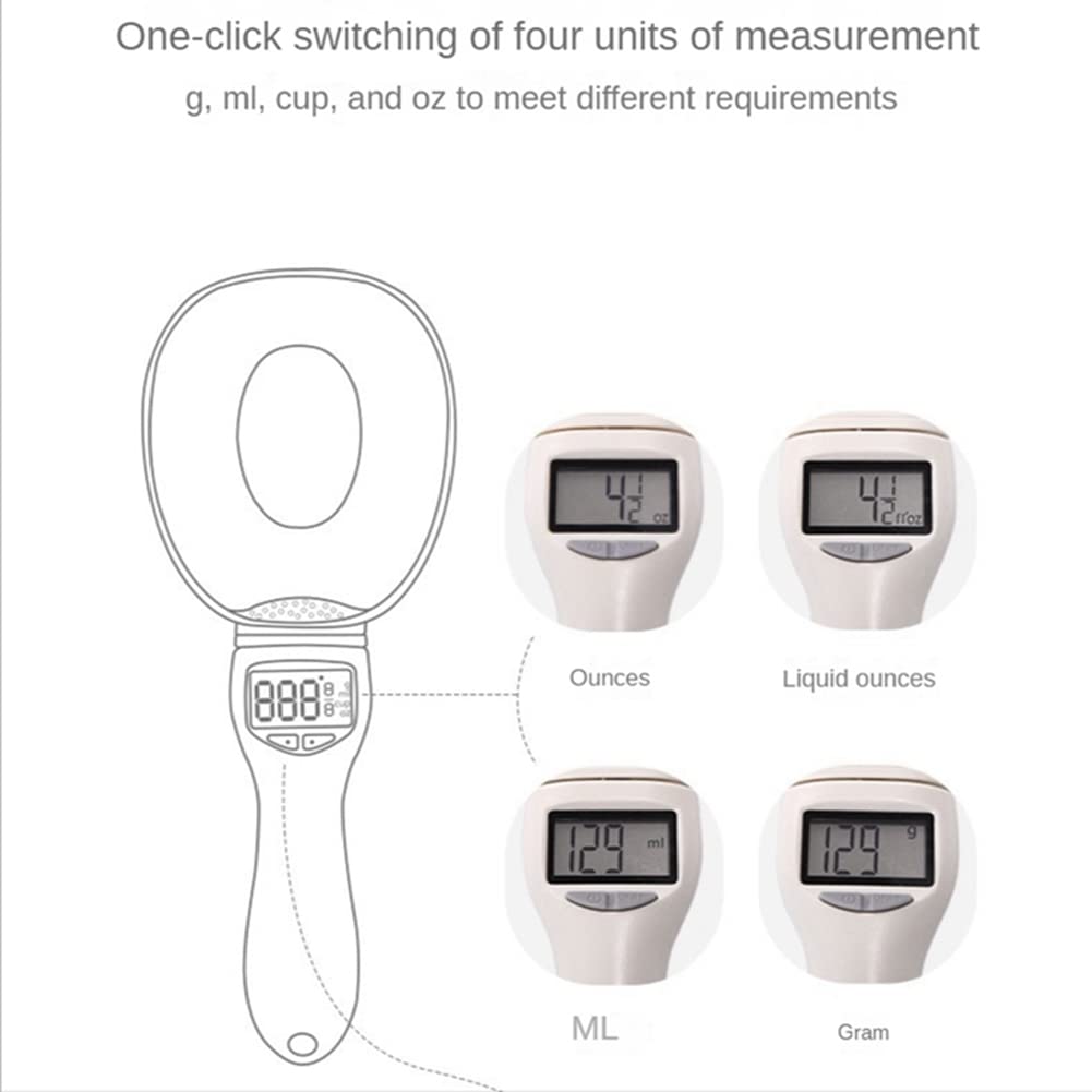 Yaregelun Pet Electronic Measuring Tool Dog Feeding Bowl Measuring Spoon Kitchen Scale Digital Display Weighing Spoon