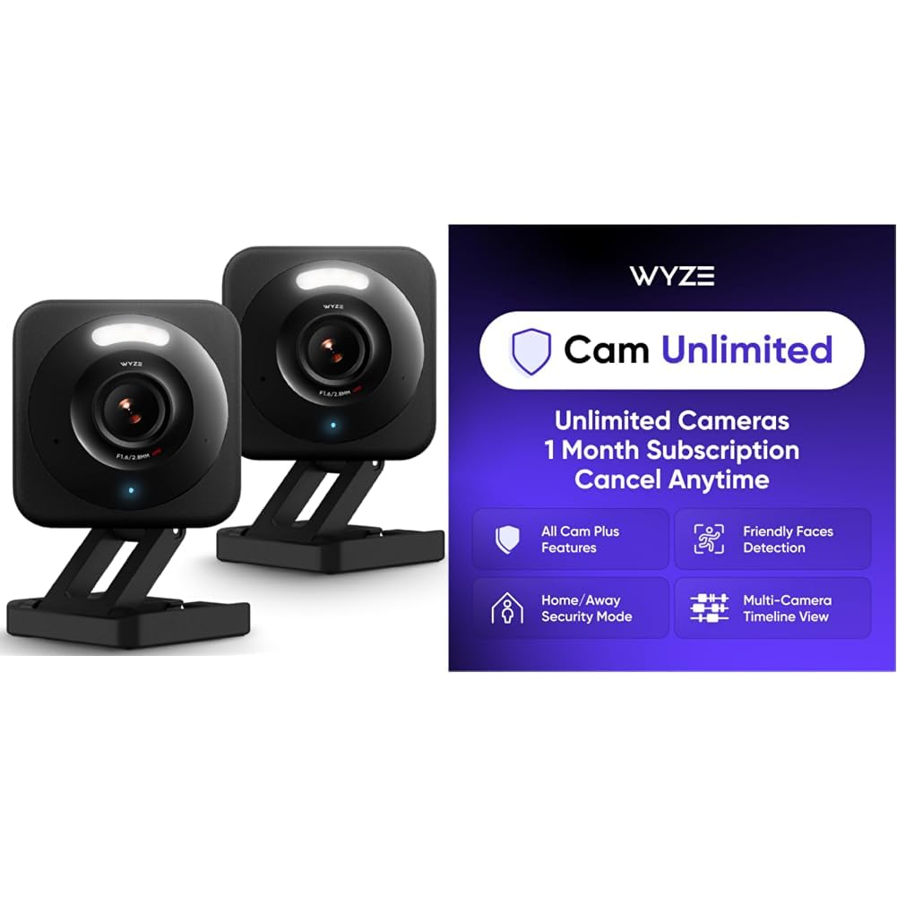 Wyze Cam v4, 2K HD Wi-Fi Smart Home Security Camera, Indoor/Outdoor Use, Pet/Baby Monitor, Motion Activated Spotlight/Siren, Enhanced Color Night Vision, 2-Way Audio, Local/Cloud Storage, Wired