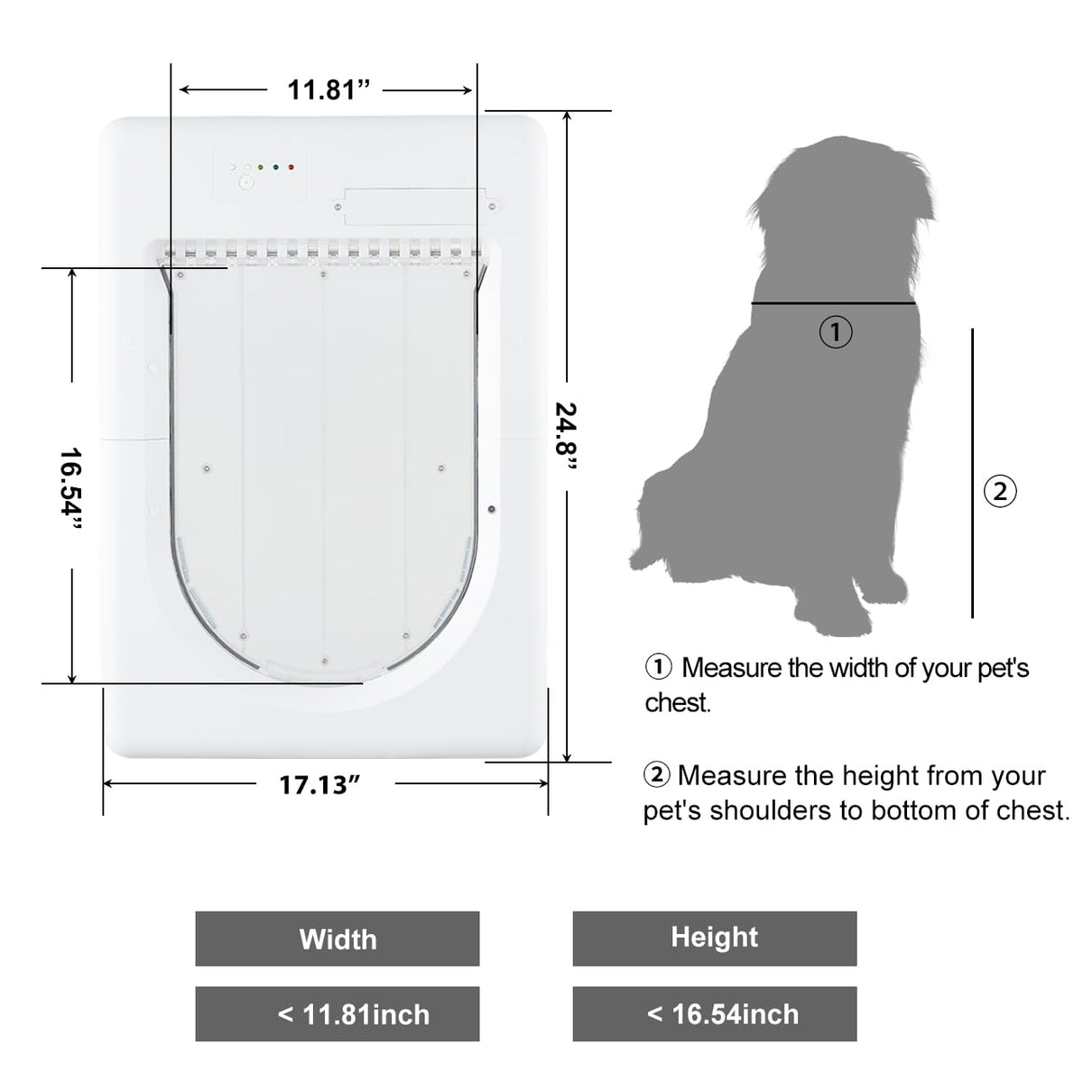 AJKJ Smart Electronic Pet Door, Automatic Cat Dog Door with 3 Modes, Battery Powered Electronic Sensor Pet Door with 1 Sensing Key, Fit for Small/Medium Pets Up to 35lbs - 2025 New