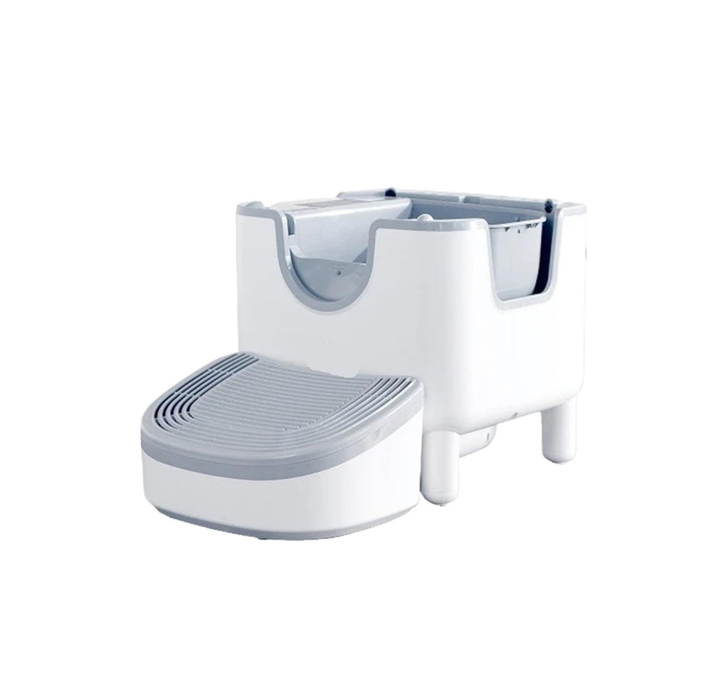 Open Self-Cleaning Litter Box with Sand Trap Pedal and Odor Guard