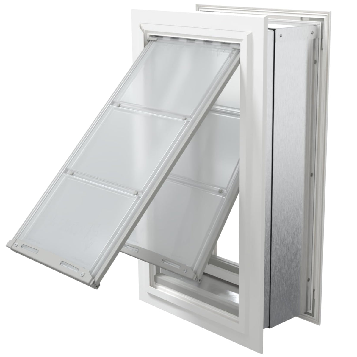 Endura Flap Pet Door for Walls in White | Single Flap & Double Flap | Extra Insulated & Cold Weather Dog Door | Aluminum Frame, Telescoping Tunnel, & Locking Cover | Small, Medium, Large, Extra Large