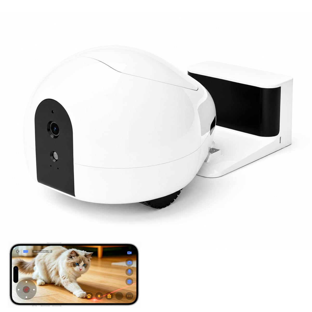 PUMPKII Pet Camera Robot with Treat Dispenser & Laser, Moving Cat Robot Camera for Dogs and Cats with Two-Way Audio, App Remote Control, Auto Recharge, Night Vision