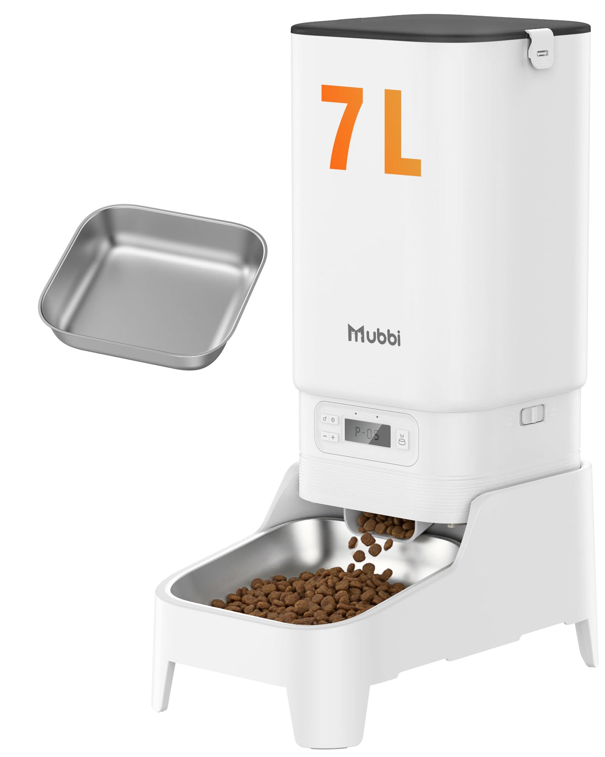 Automatic Cat Feeder, 7L/29 Cups Automatic Dog Feeder with Desiccant Bag, 1-6 Meals Ideal for 2-15mm Dry Food, Suitble for Multiple Pets, Dual Power Supply, Detachable Washable