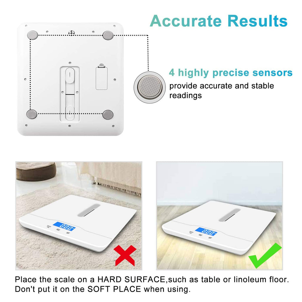 Digital pet & Baby Scale, 3 Modes (kg/oz/lb), max 220 lbs, Precision 0.02 lbs, auto-Hold, Integrated Design, for Infants, Cats, Dogs, Puppies & Moms.