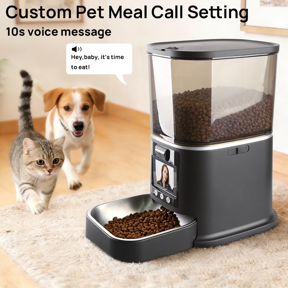 NUANTU 5L Automatic Cat Feeder with Camera, Two-Way Video 3MP HD & Audio, 5G WiFi Automatic Dog Feeder with Night Vision, Cat Food Dispenser with Dog Food Container for Multiple Pets