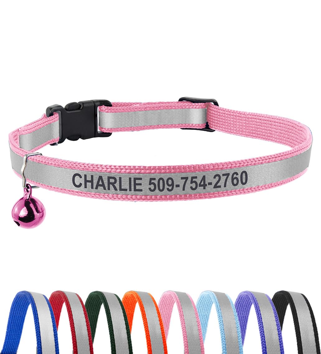 GoTags Personalized Reflective Engraved Cat Collar