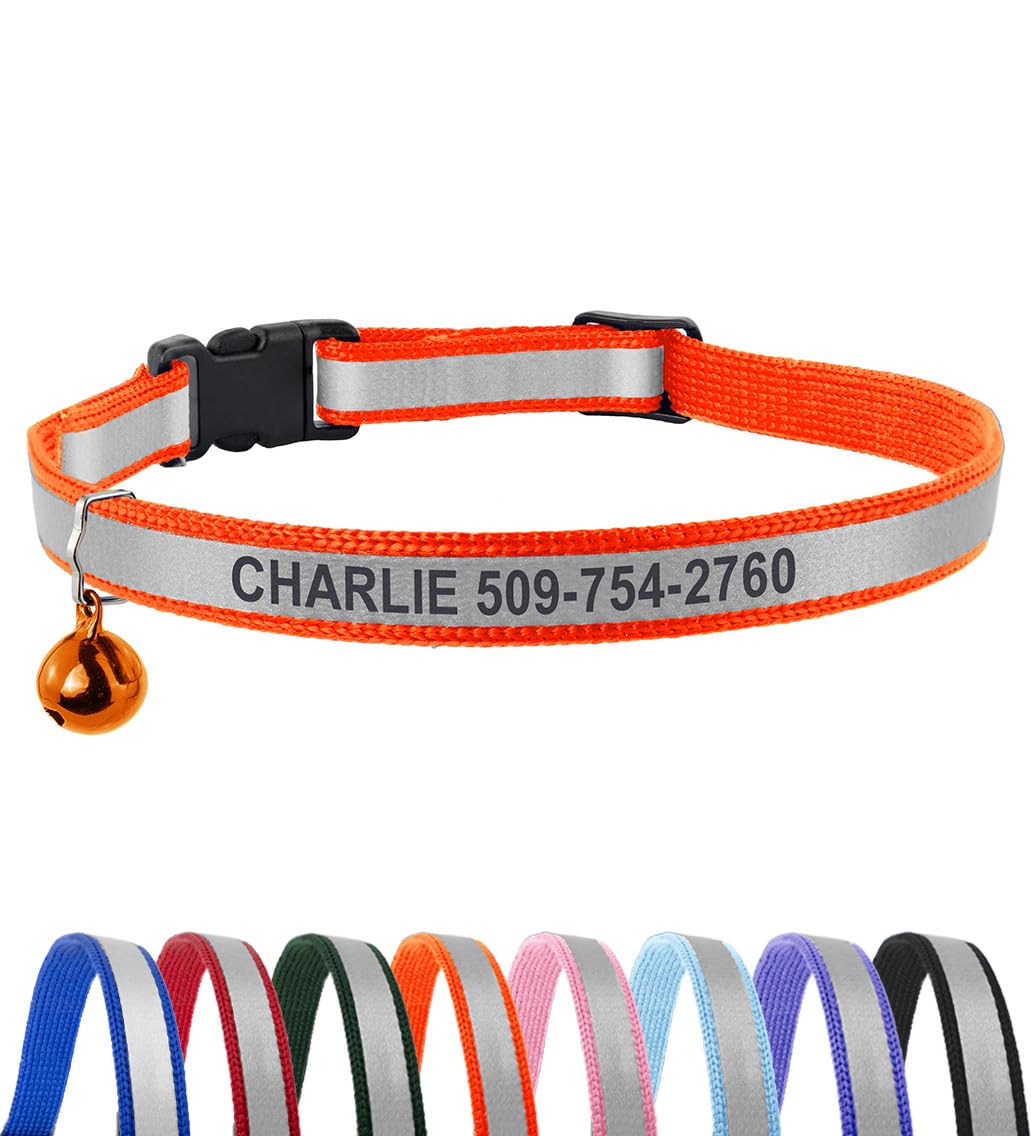 GoTags Personalized Reflective Engraved Cat Collar
