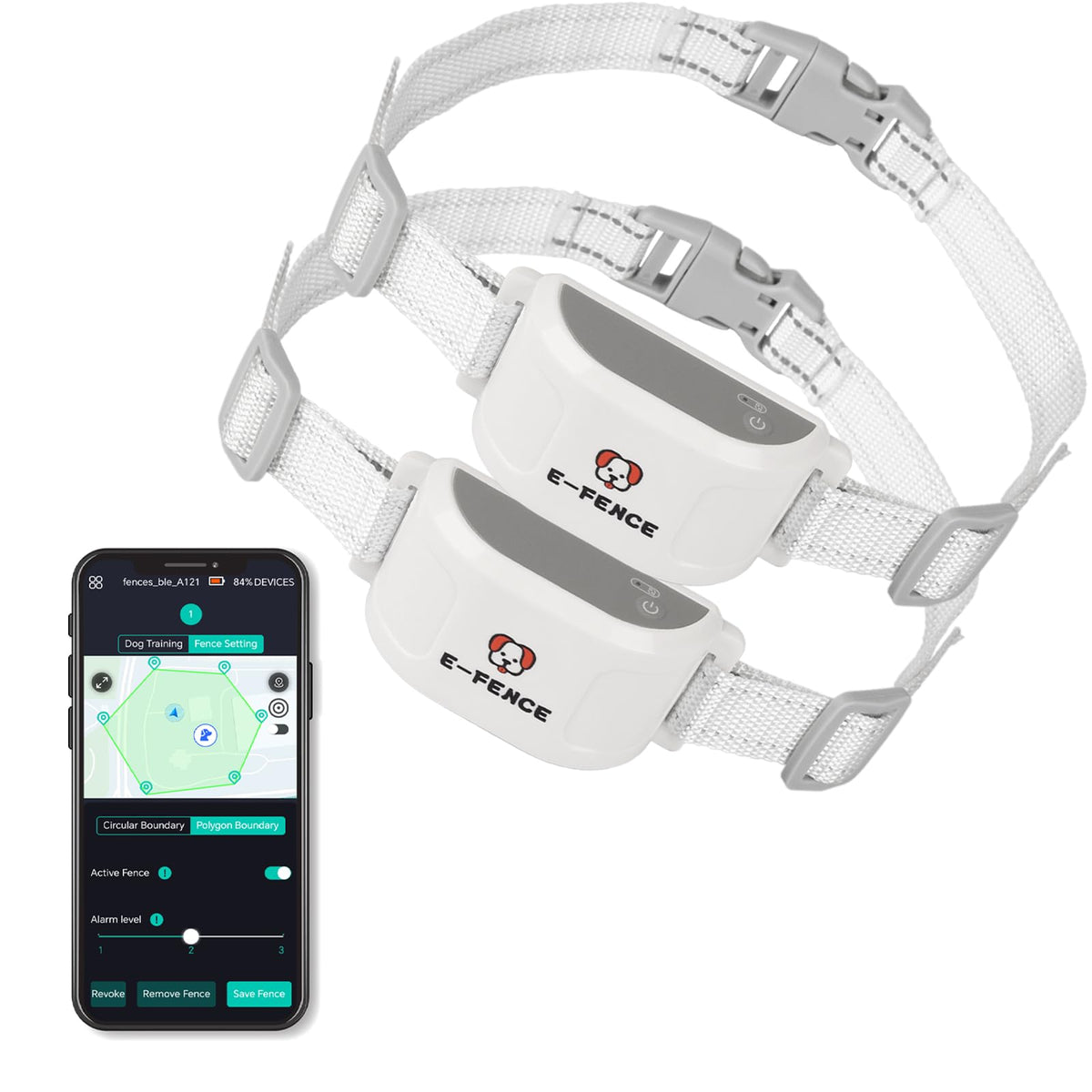 Wireless GPS Dog Collar Fence –Electric Containment System, No Monthly Fee, Adjustable Beep, Vibration & Static. 48H Waterproof Rechargeable Collar for Backyard Escape Prevention & Camping