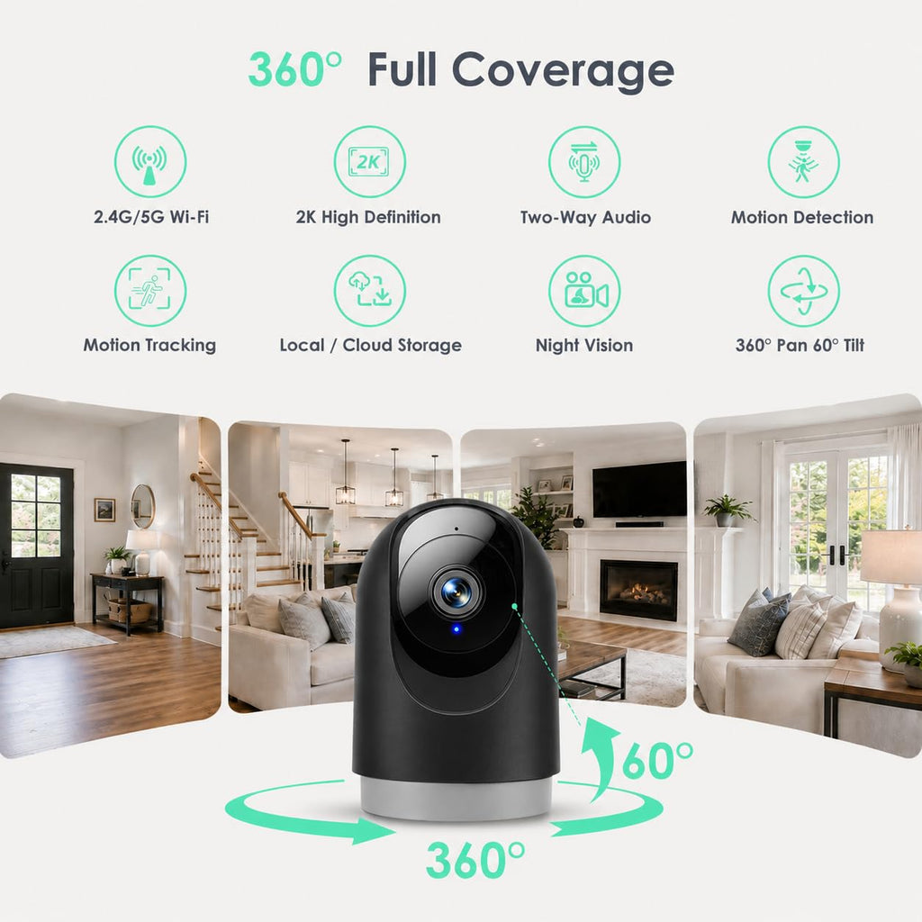 YOTON 2K 360° Wi-Fi Pet Camera with Motion Tracking