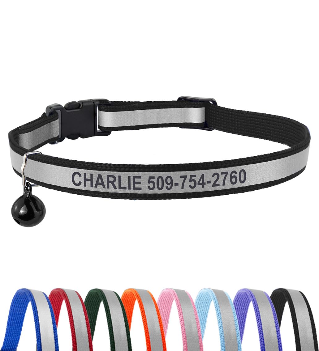 GoTags Personalized Reflective Engraved Cat Collar