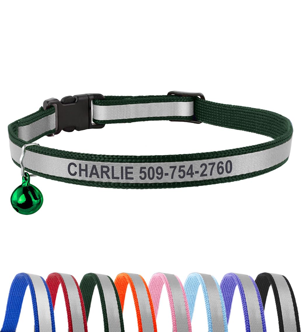 GoTags Personalized Reflective Engraved Cat Collar