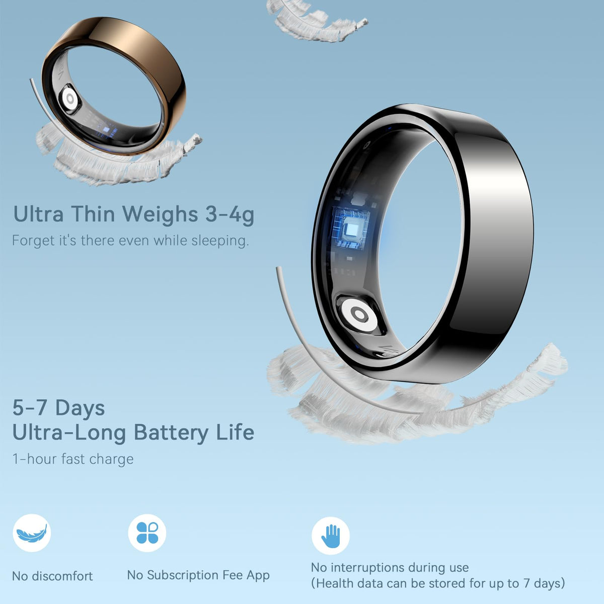 VANBERRAY 2026 Smart Ring for Women & Men, Sleep Health Fitness Tracker