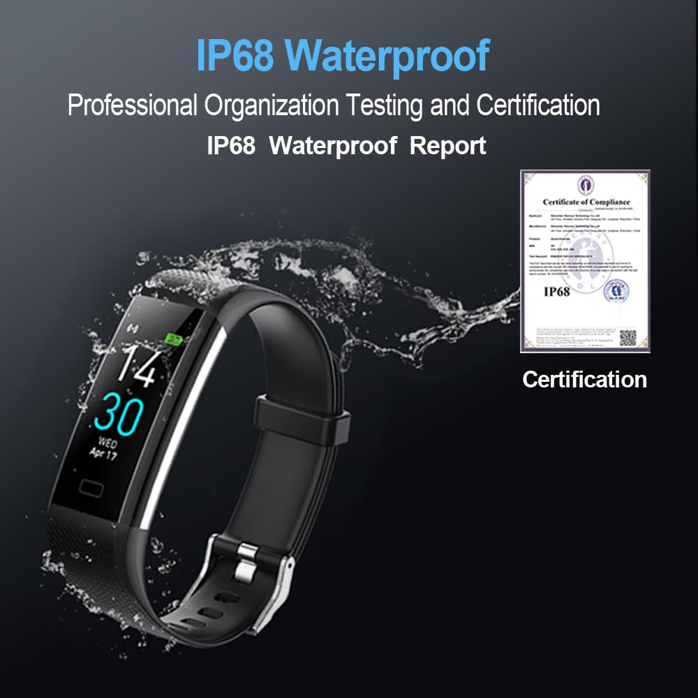 BrilliantHouse Fitness Tracker with Heart Rate Monitor/Step Counter/Calories, Activity Tracker Smart Watch Sleep Monitor IP68 Health Tracker Pedometer for Man Women