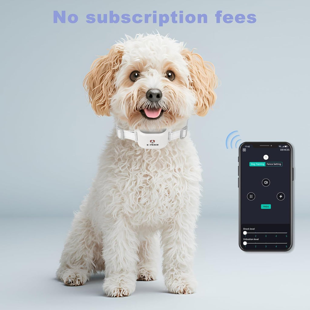 Wireless GPS Dog Collar Fence –Electric Containment System, No Monthly Fee, Adjustable Beep, Vibration & Static. 48H Waterproof Rechargeable Collar for Backyard Escape Prevention & Camping