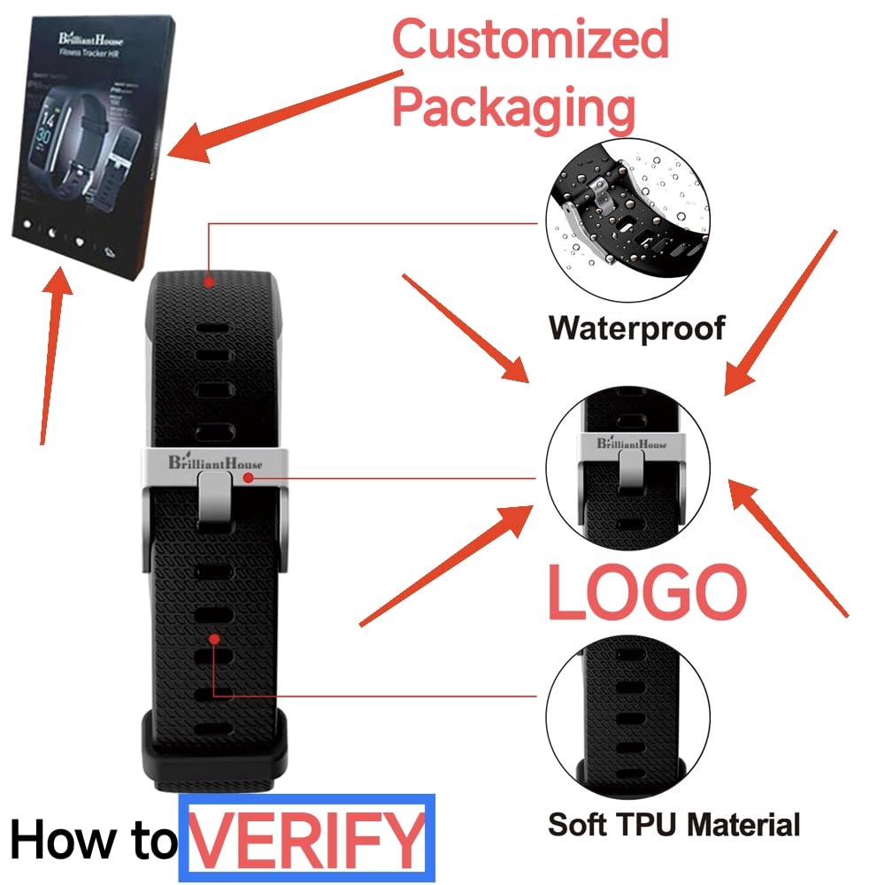 BrilliantHouse Fitness Tracker with Heart Rate Monitor/Step Counter/Calories, Activity Tracker Smart Watch Sleep Monitor IP68 Health Tracker Pedometer for Man Women