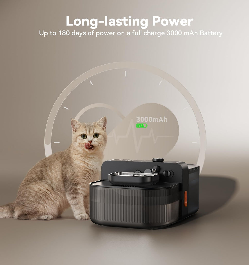 FEELNEEDY Wireless No Filters Cat Water Fountain, Wastewater Separation
