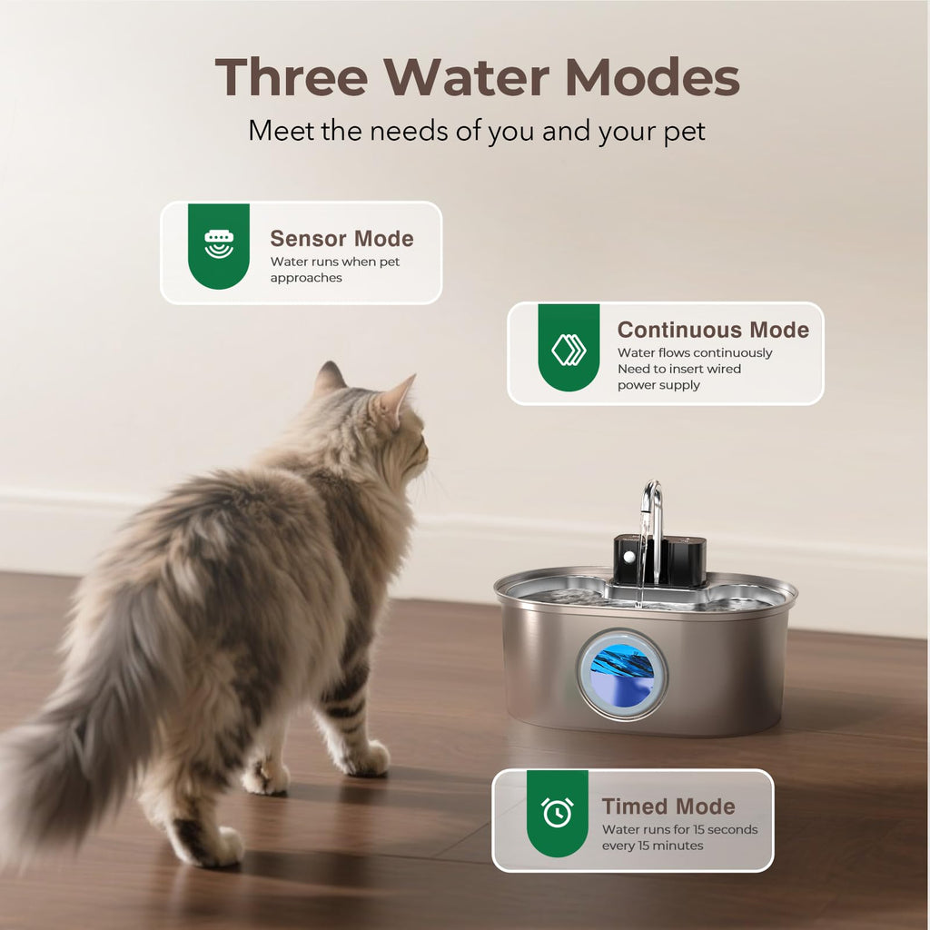 PEKTACO Wireless Cat Water Fountain