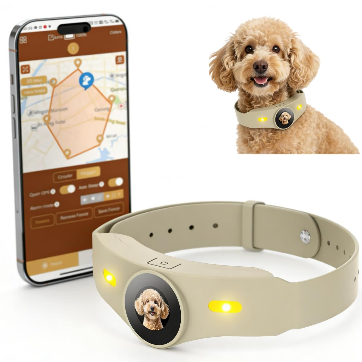 GPS Wireless Dog Fence Collar with App & Adjustable Boundary