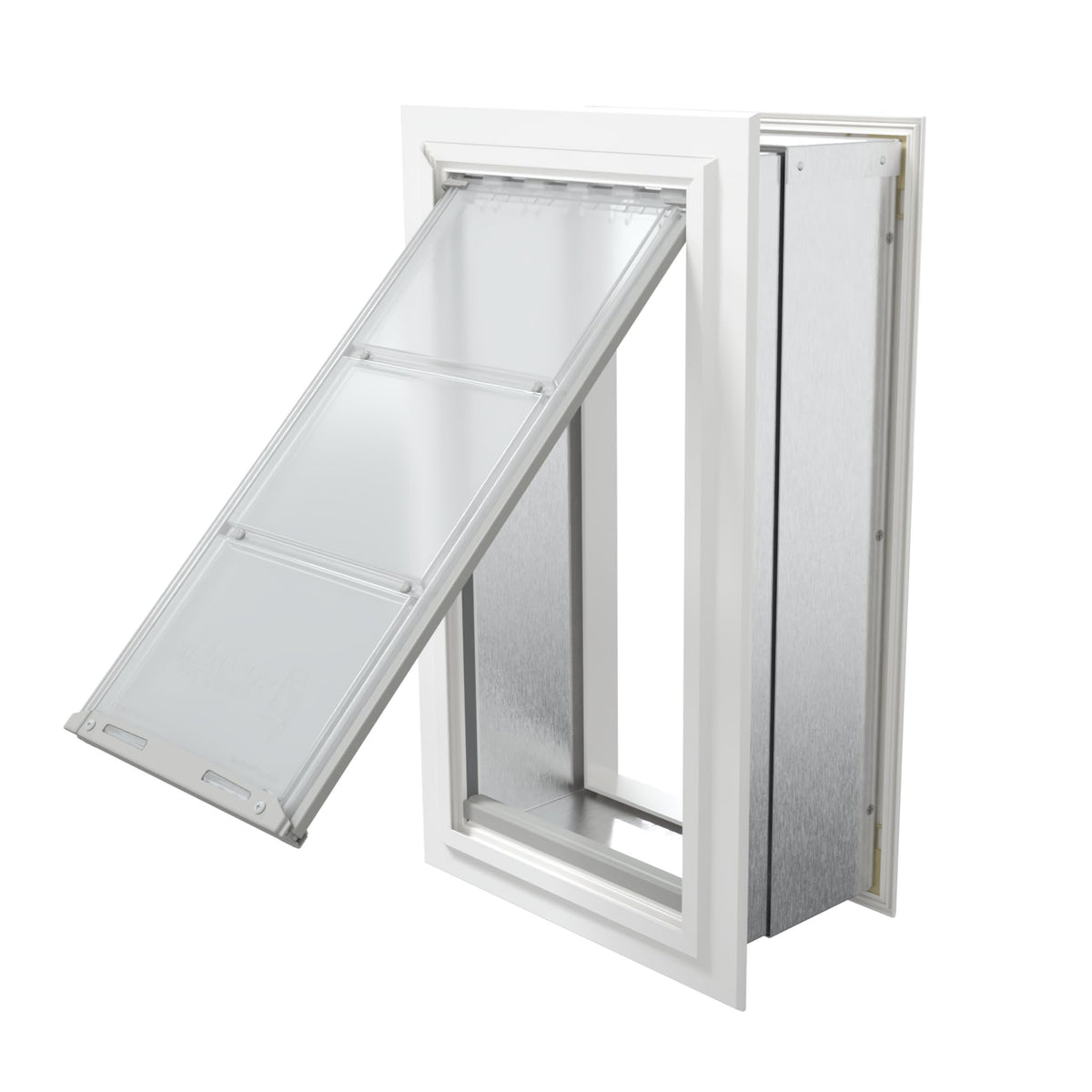 Endura Flap Pet Door for Walls in White | Single Flap & Double Flap | Extra Insulated & Cold Weather Dog Door | Aluminum Frame, Telescoping Tunnel, & Locking Cover | Small, Medium, Large, Extra Large