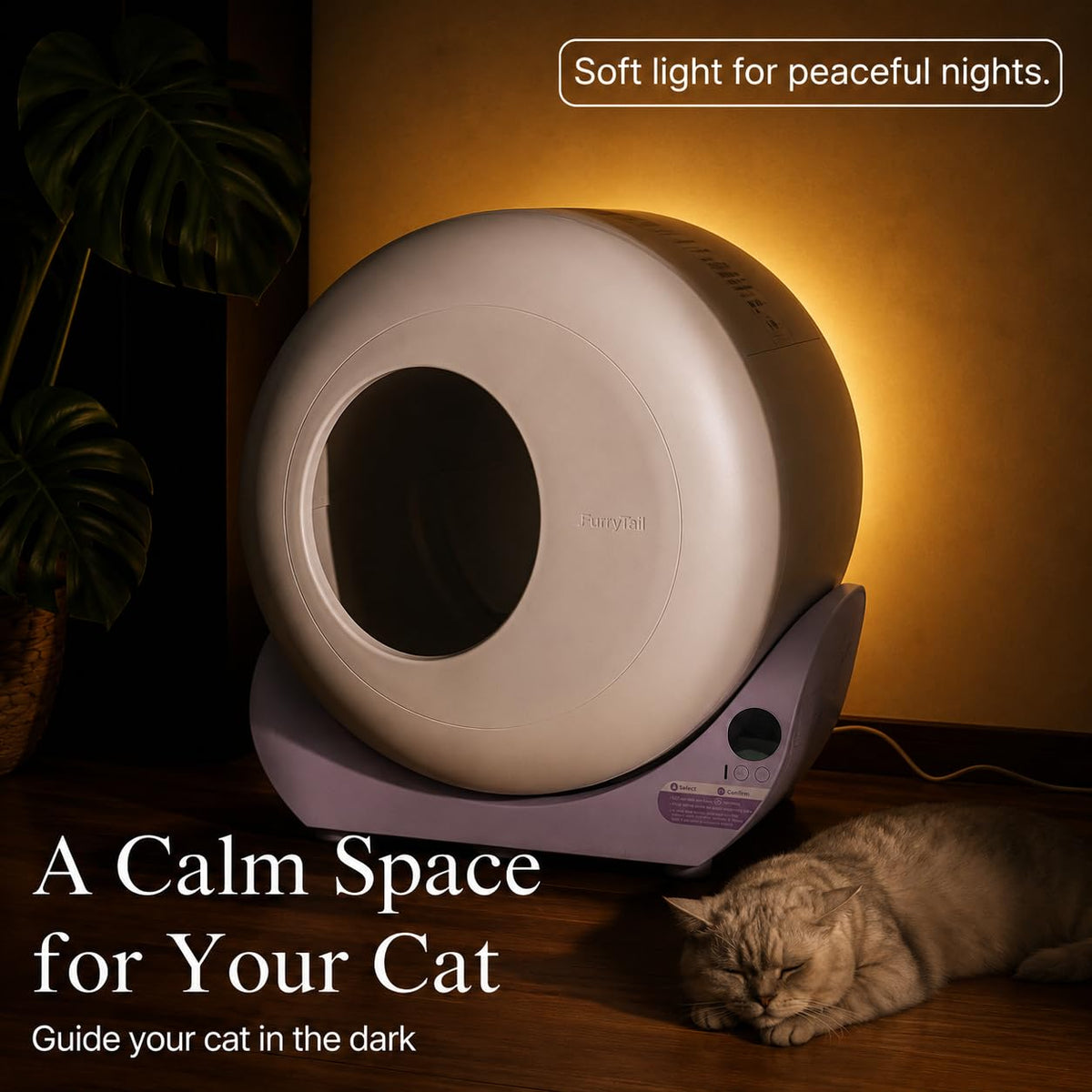 Furrytail Self-Cleaning Automatic Cat Litter Box with Night Light