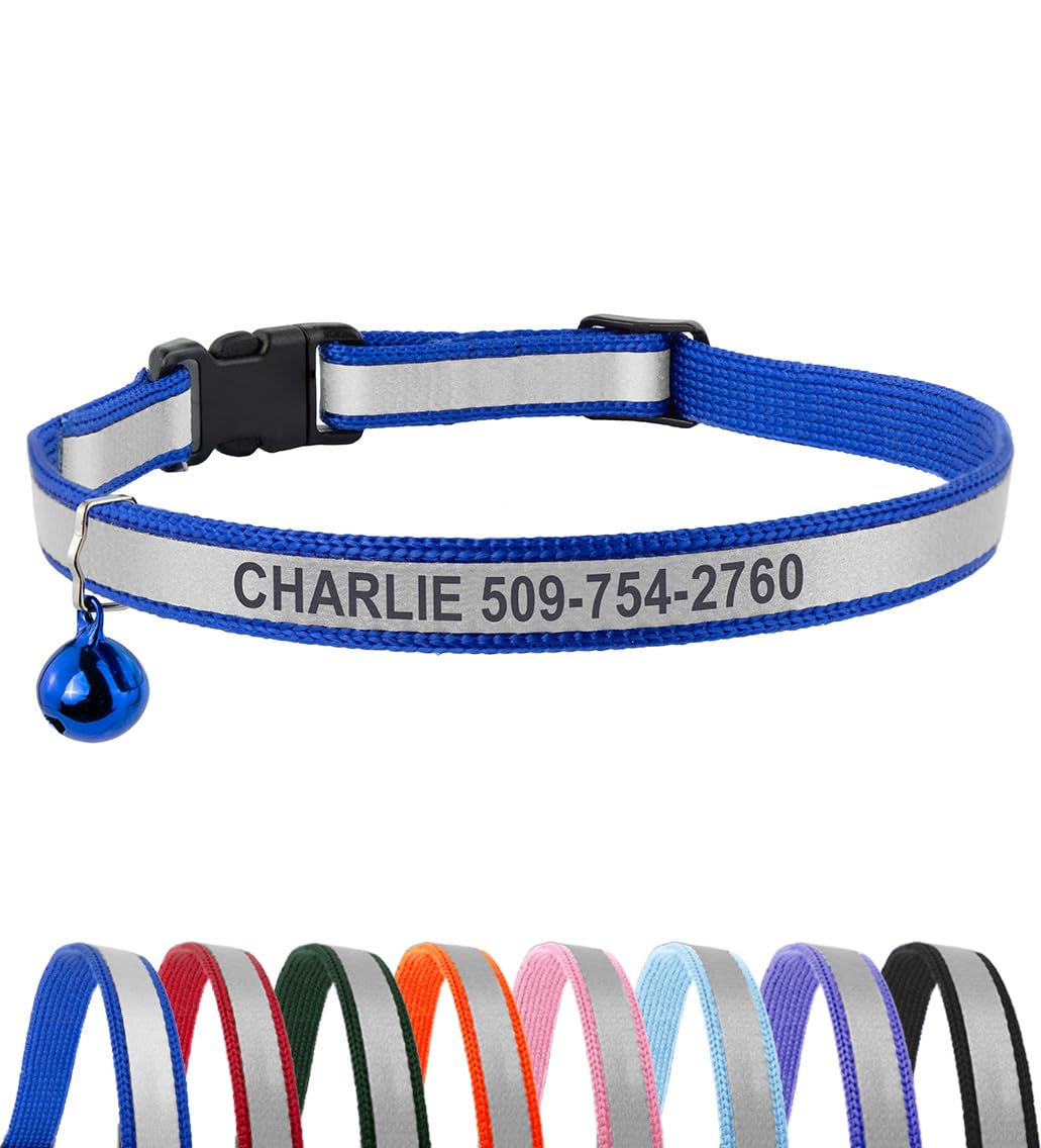 GoTags Personalized Reflective Engraved Cat Collar