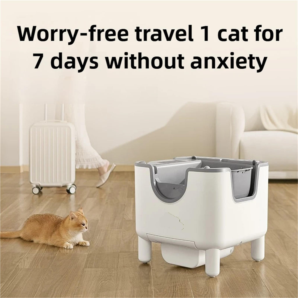 Open Self-Cleaning Litter Box with Sand Trap Pedal and Odor Guard