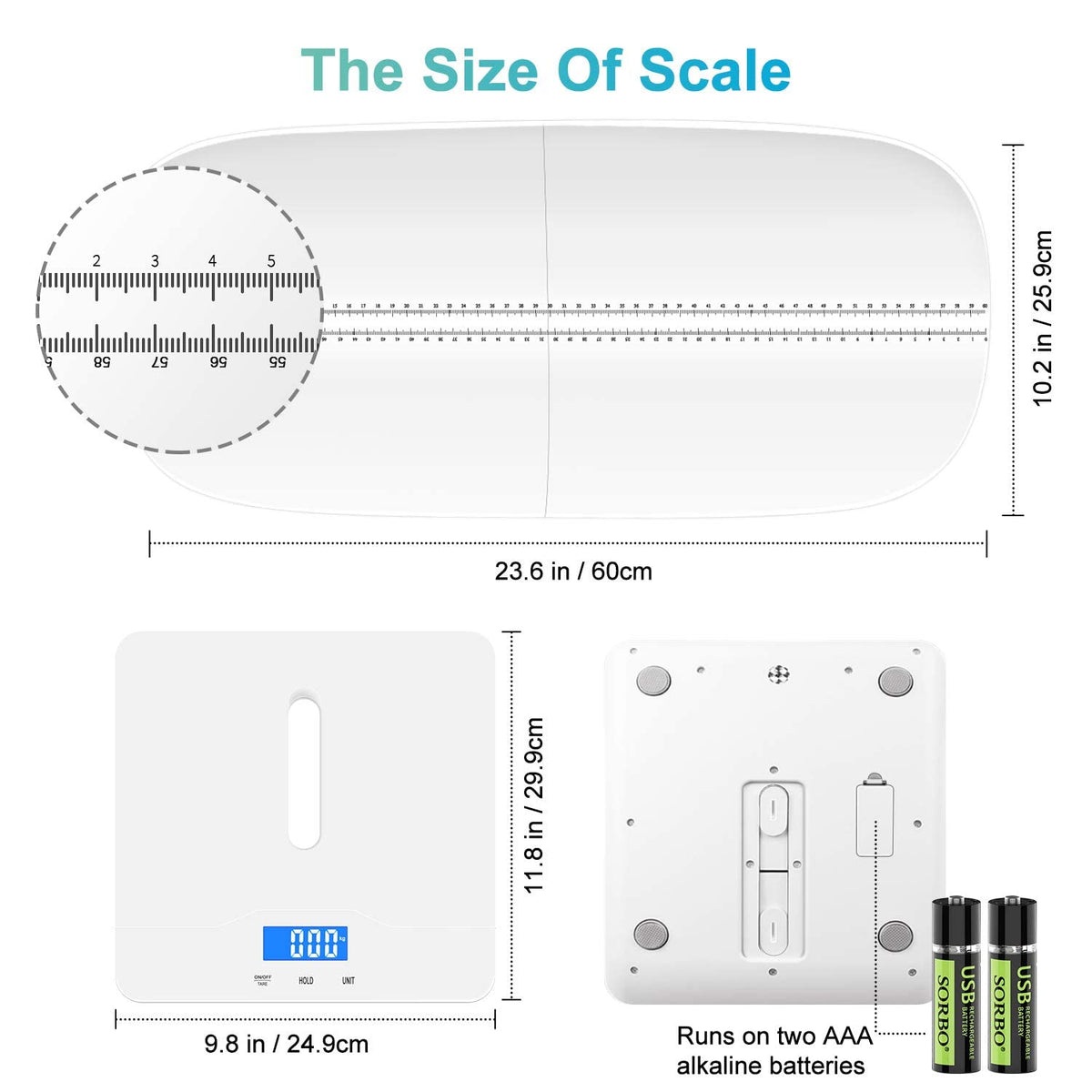 Digital pet & Baby Scale, 3 Modes (kg/oz/lb), max 220 lbs, Precision 0.02 lbs, auto-Hold, Integrated Design, for Infants, Cats, Dogs, Puppies & Moms.