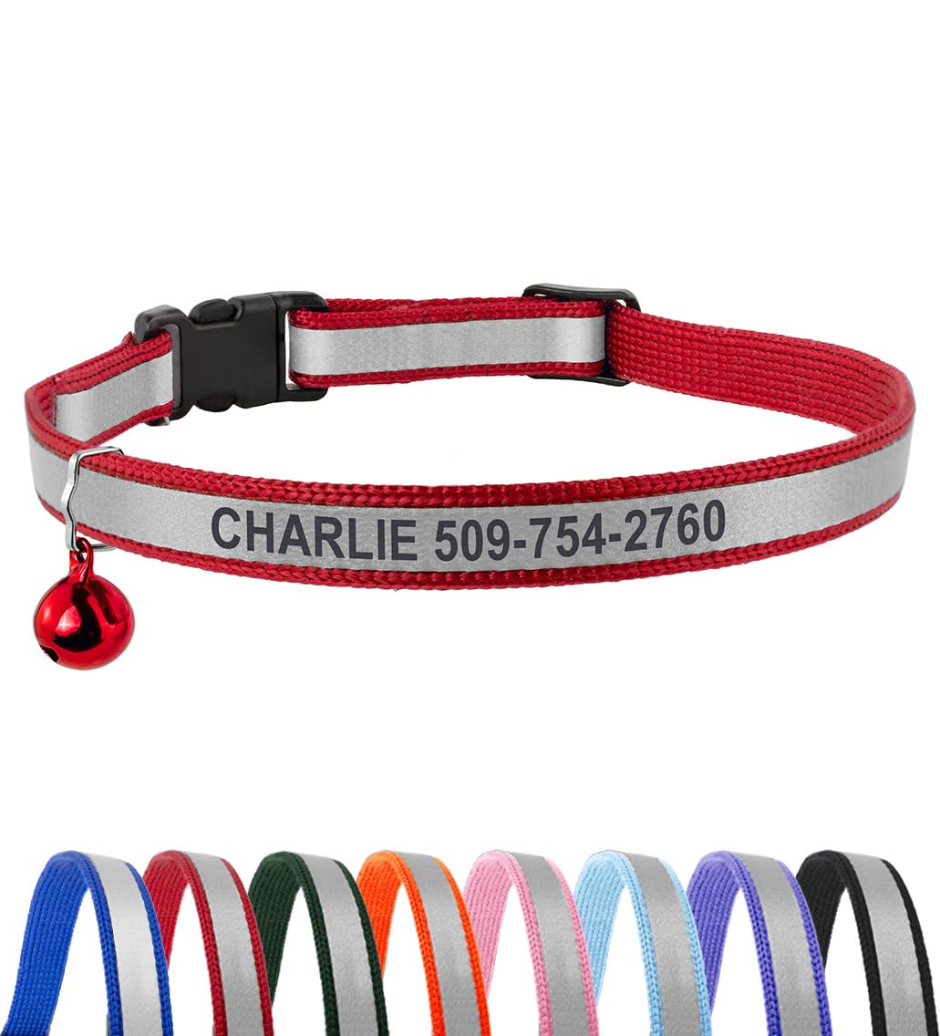 GoTags Personalized Reflective Engraved Cat Collar