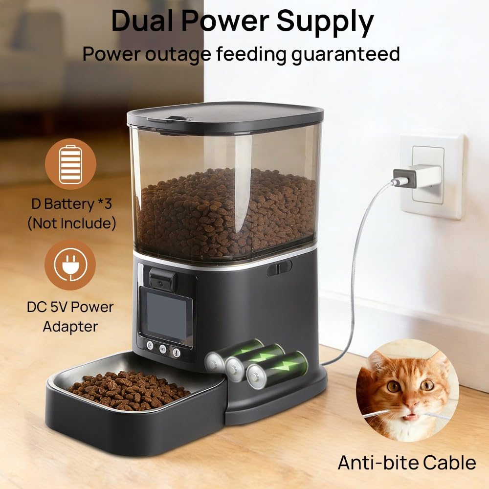 NUANTU 5L Automatic Cat Feeder with Camera, Two-Way Video 3MP HD & Audio, 5G WiFi Automatic Dog Feeder with Night Vision, Cat Food Dispenser with Dog Food Container for Multiple Pets