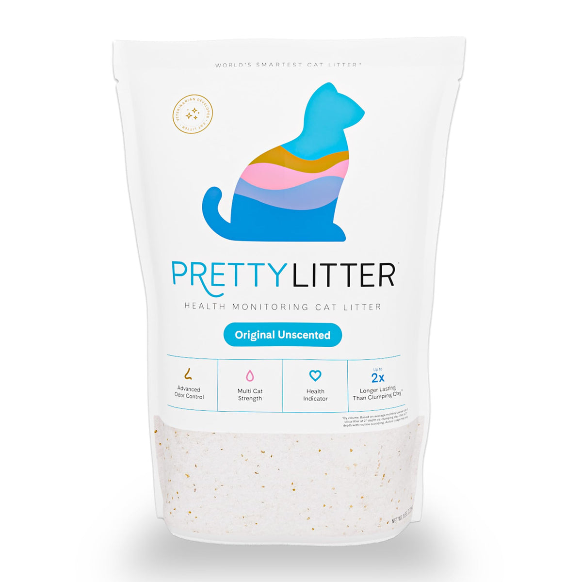PrettyLitter Health Monitoring Cat Litter | Non Clumping, Low Tracking, Color Changing Silica Gel Crystals, Odor Control
