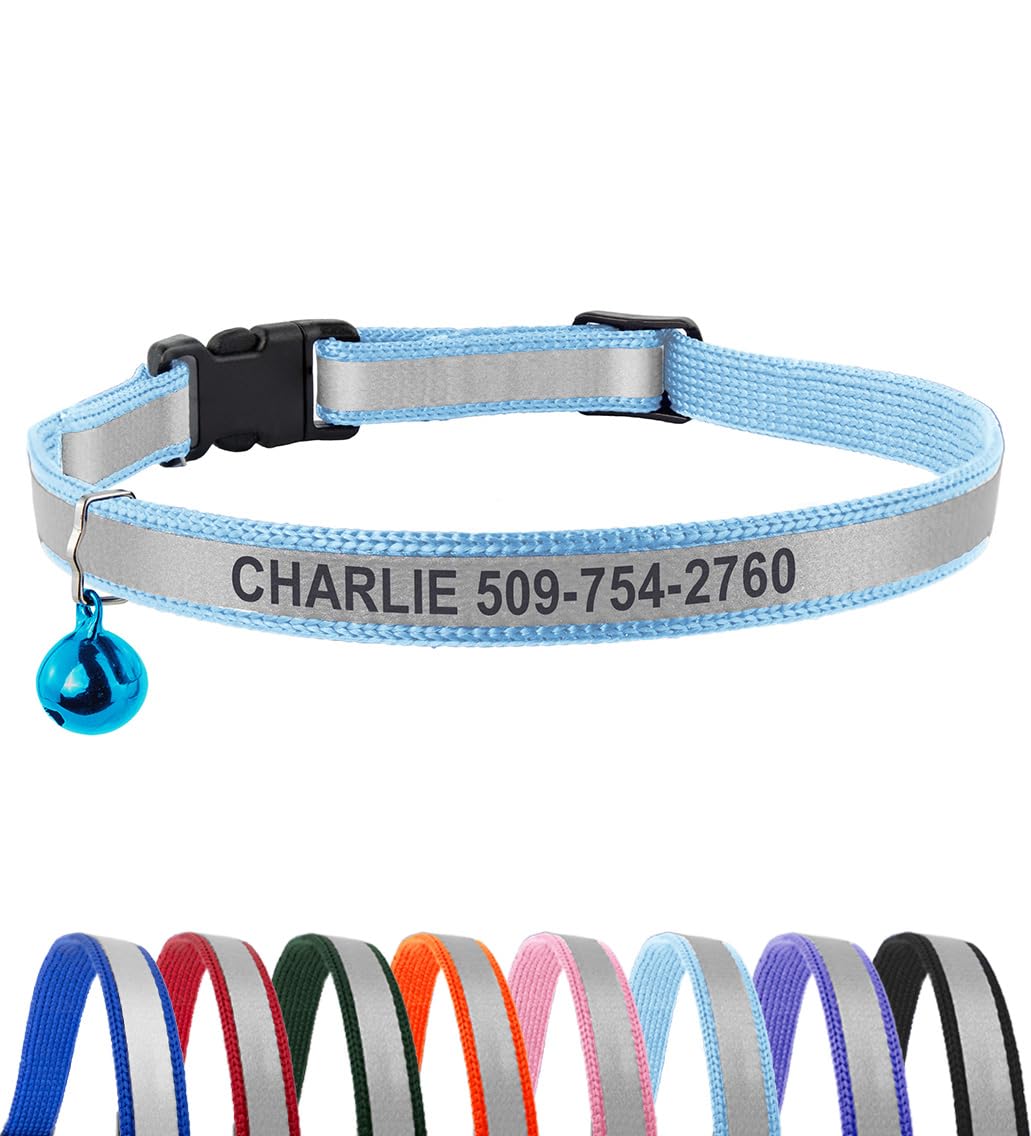 GoTags Personalized Reflective Engraved Cat Collar