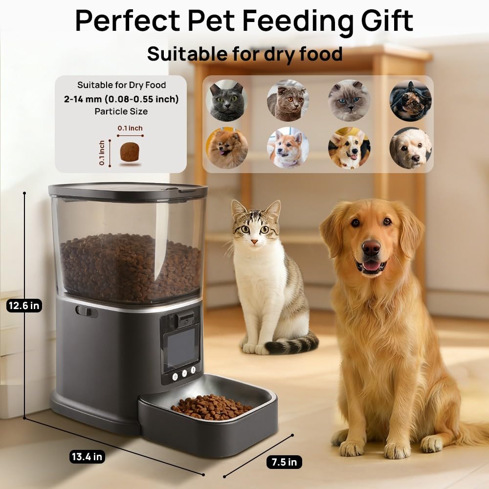 NUANTU 5L Automatic Cat Feeder with Camera, Two-Way Video 3MP HD & Audio, 5G WiFi Automatic Dog Feeder with Night Vision, Cat Food Dispenser with Dog Food Container for Multiple Pets