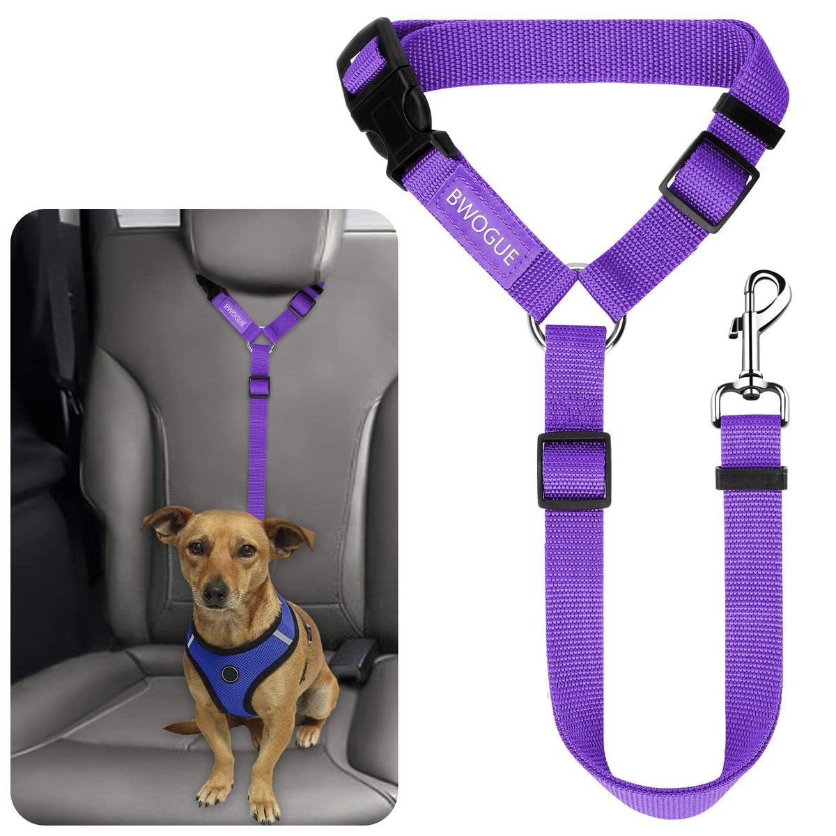 BWOGUE Dog Car Seat Belt with Headrest Safety Restraint