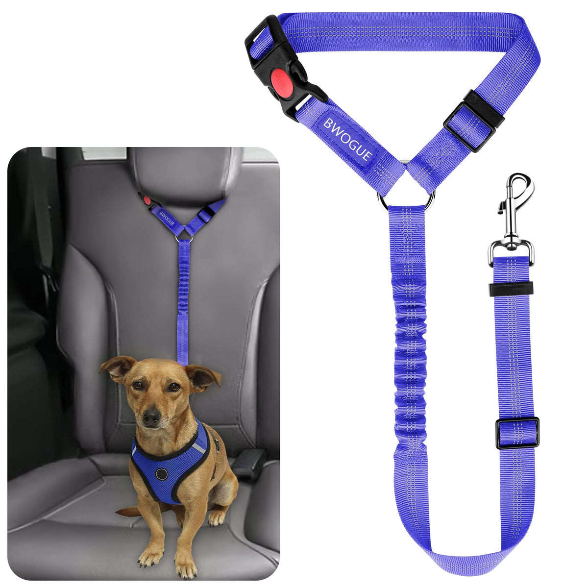 BWOGUE Dog Car Seat Belt with Headrest Safety Restraint