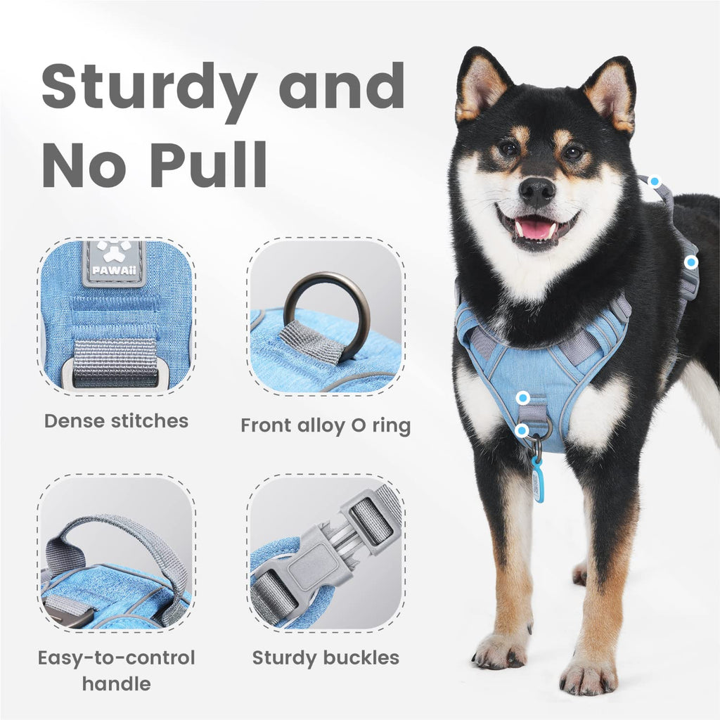 Pawaii Silicone Dog ID Tag & No-Pull Harness Set