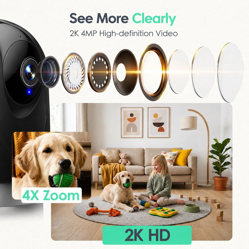 YOTON 2K 360° Wi-Fi Pet Camera with Motion Tracking