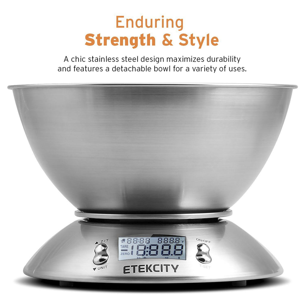 Etekcity Food Scale with Bowl, Timer and Temperature, Grams and Ounces