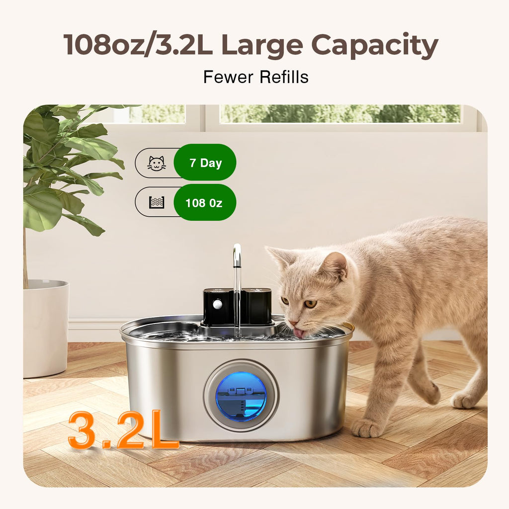 PEKTACO Wireless Cat Water Fountain