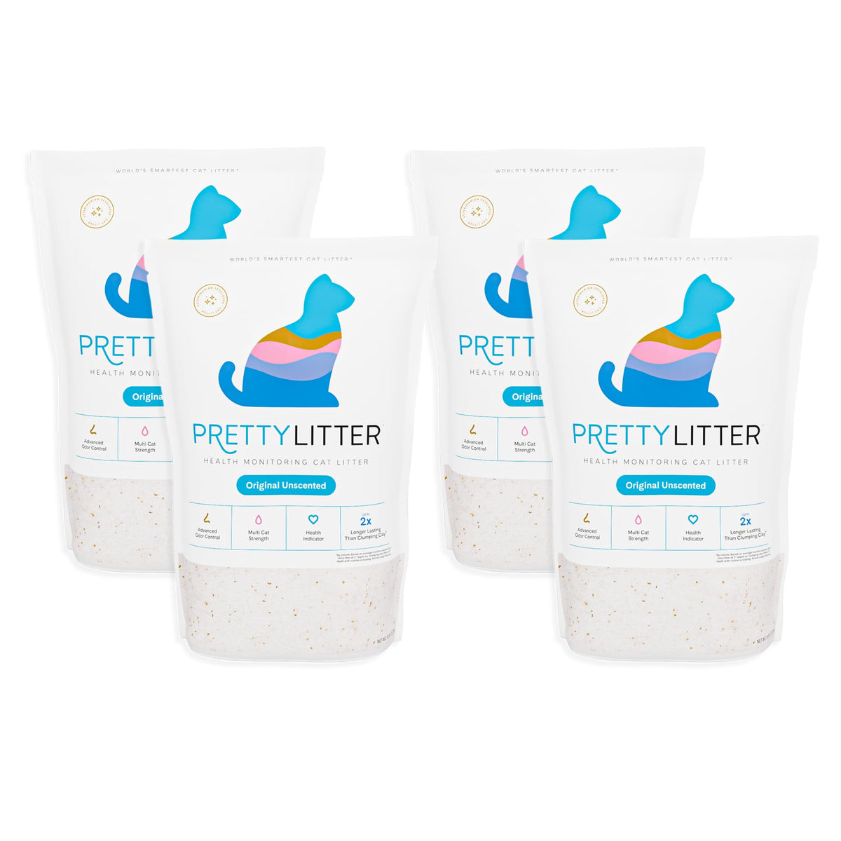 PrettyLitter Health Monitoring Cat Litter | Non Clumping, Low Tracking, Color Changing Silica Gel Crystals, Odor Control