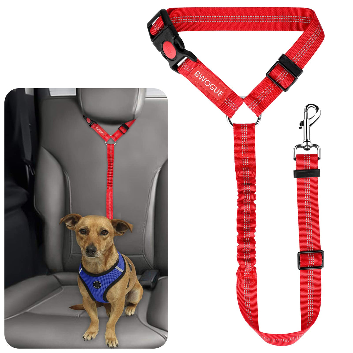 BWOGUE Dog Car Seat Belt with Headrest Safety Restraint