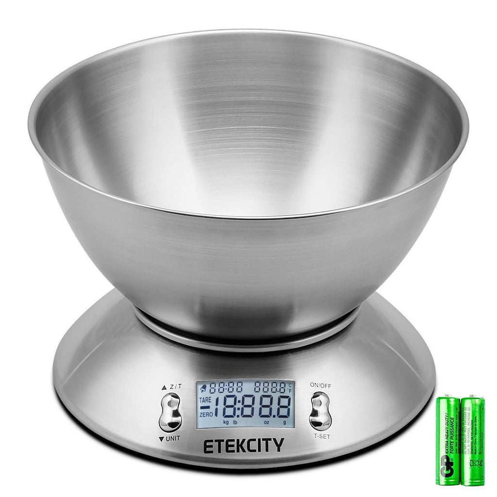 Etekcity Food Scale with Bowl, Timer and Temperature, Grams and Ounces