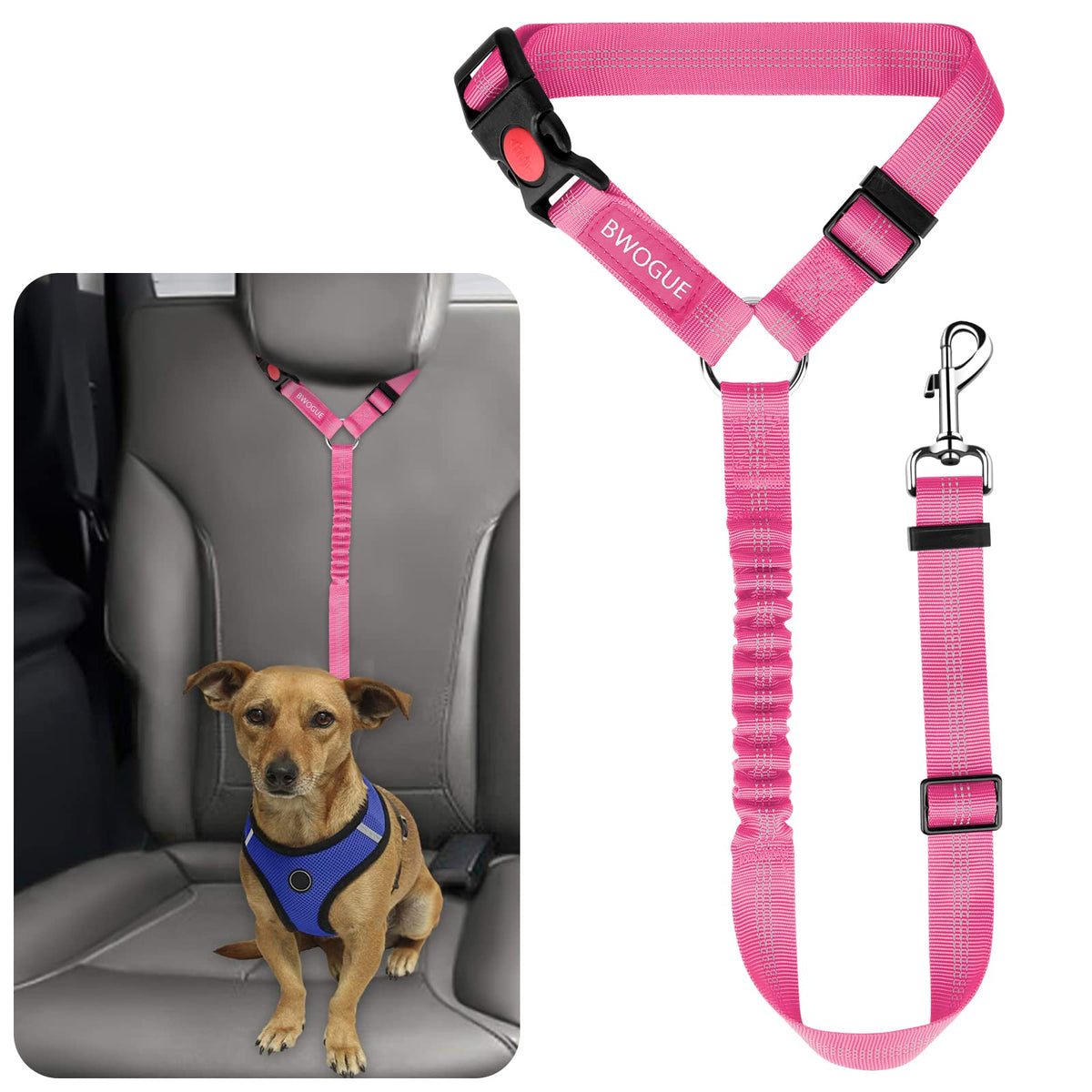 BWOGUE Dog Car Seat Belt with Headrest Safety Restraint