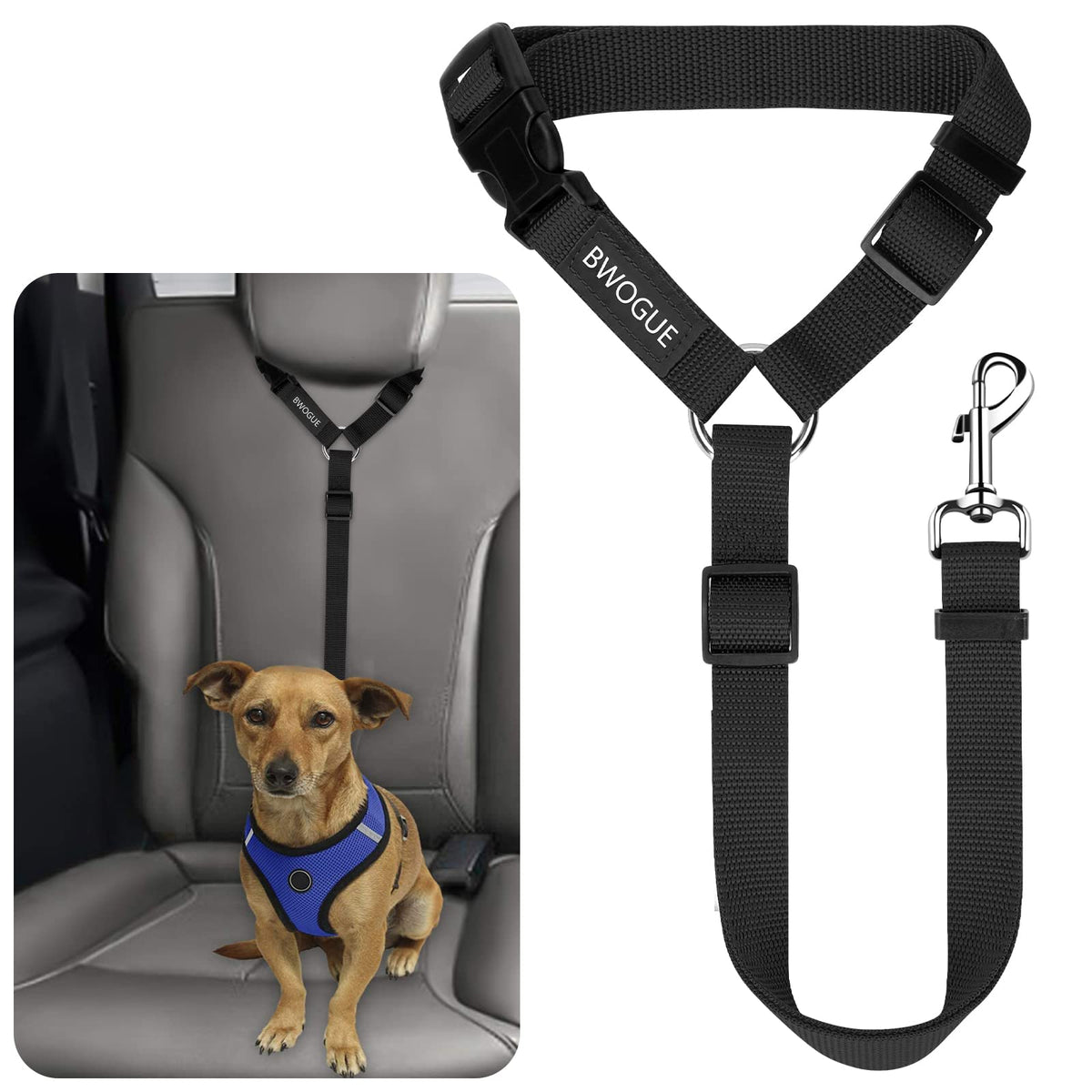 BWOGUE Dog Car Seat Belt with Headrest Safety Restraint